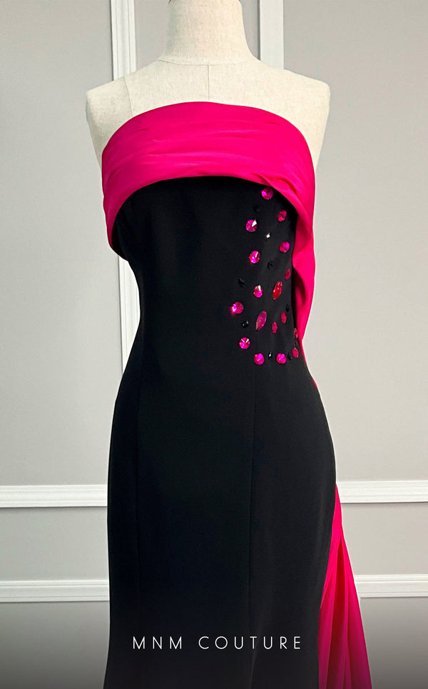 MNM Couture V07378 sleeveless mermaid gown with draped detailing. | Couture Shop LA