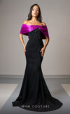Luxury MNM Couture V07388 cap sleeve mermaid gown with rhinestone detailing. | Couture Shop LA