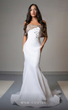 Luxury MNM Couture V07388 cap sleeve mermaid gown with rhinestone detailing. | Couture Shop LA