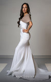 Luxury MNM Couture V07388 cap sleeve mermaid gown with rhinestone detailing. | Couture Shop LA