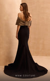 MNM Couture V07388 : Satin Cap Sleeve Embellished Rayon Crepe Mermaid Gown