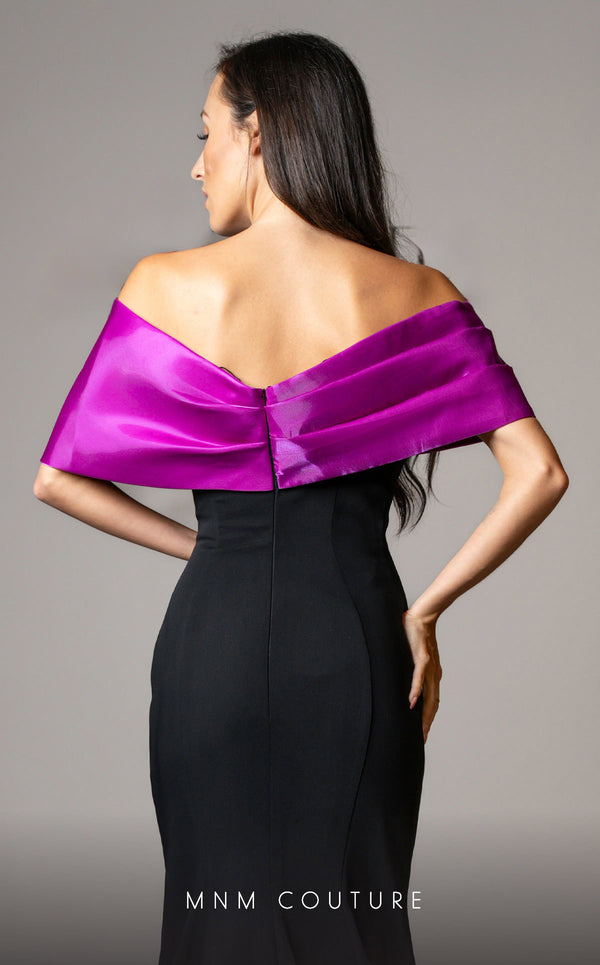 Luxury MNM Couture V07388 cap sleeve mermaid gown with rhinestone detailing. | Couture Shop LA