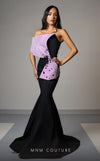 Designer MNM Couture V07391 asymmetric bow mermaid gown with rhinestones. | Couture Shop LA