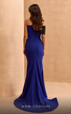Designer MNM Couture V07391 asymmetric bow mermaid gown with rhinestones. | Couture Shop LA