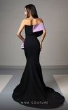 Designer MNM Couture V07391 asymmetric bow mermaid gown with rhinestones. | Couture Shop LA