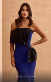 Designer MNM Couture V07391 asymmetric bow mermaid gown with rhinestones. | Couture Shop LA