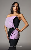 Designer MNM Couture V07391 asymmetric bow mermaid gown with rhinestones. | Couture Shop LA
