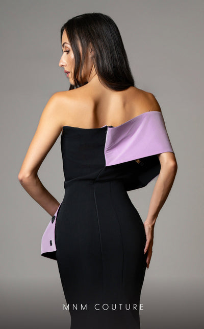 Designer MNM Couture V07391 asymmetric bow mermaid gown with rhinestones. | Couture Shop LA