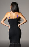 MNM Couture V07400 mermaid gown with spaghetti straps and a dramatic bow. | Couture Shop LA