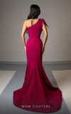 MNM Couture V07402 : One-Shoulder Asymmetric Pleated Neckline and Bow Mermaid Gown