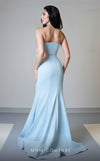 MNM Couture V07421 : Strapless Rayon Crepe Mermaid Gown embellished with a fabric flower.