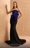 MNM Couture V07456 sleeveless mermaid gown with floral details.