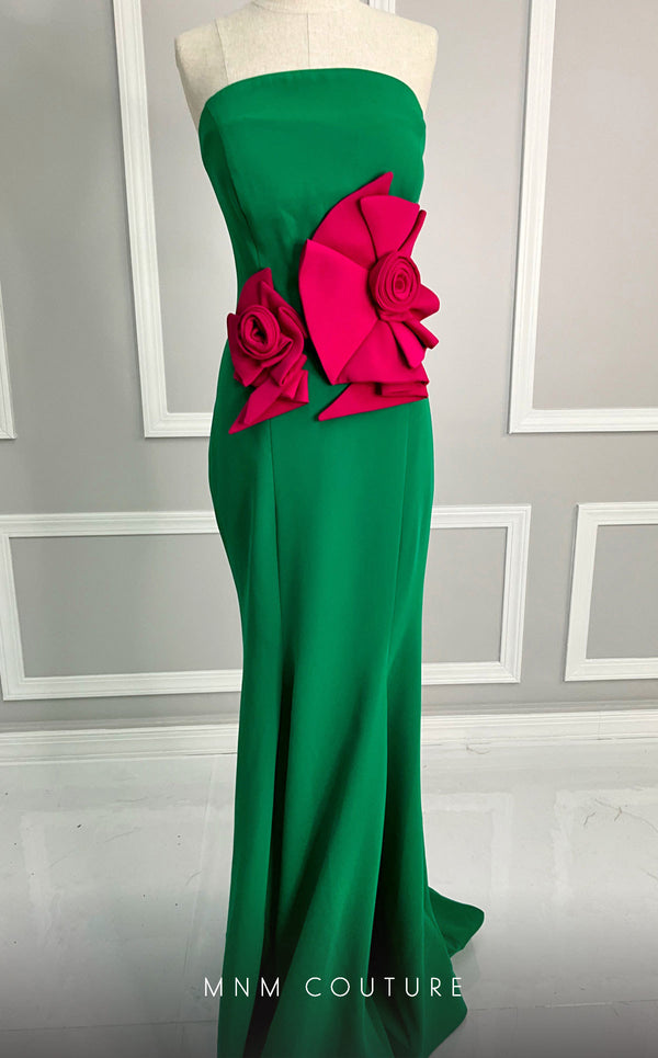 MNM Couture V07456 sleeveless mermaid gown with floral details. | Couture Shop LA