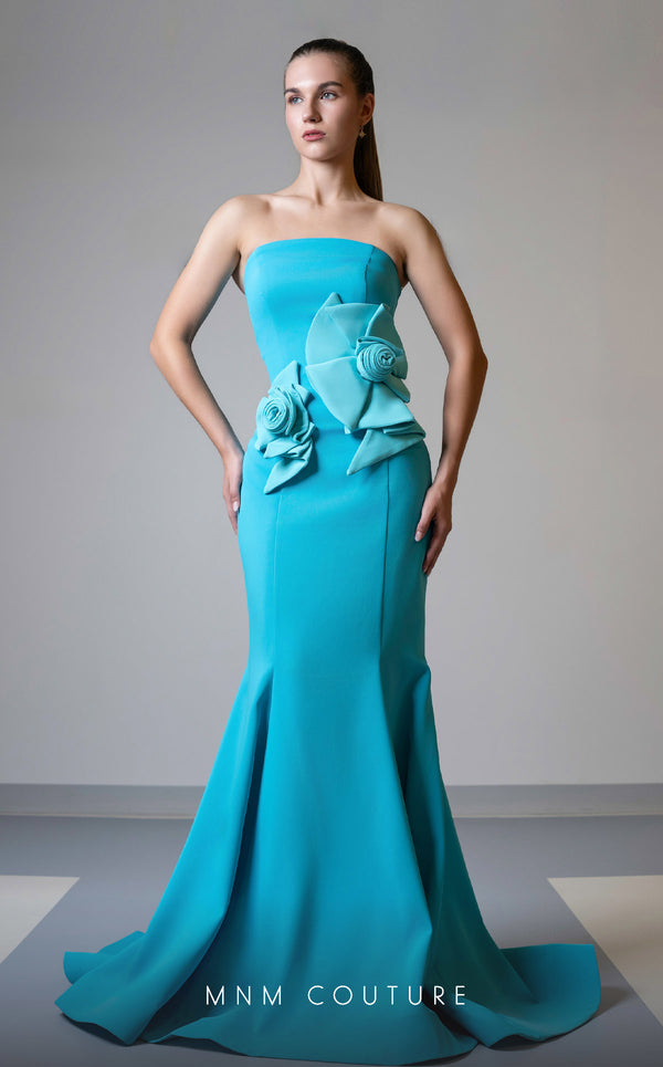MNM Couture V07456 sleeveless mermaid gown with floral details. | Couture Shop LA