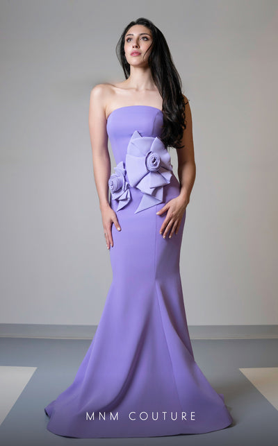 MNM Couture V07456 sleeveless mermaid gown with floral details. | Couture Shop LA