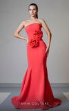 MNM Couture V07548 strapless sweetheart gown with rose accents.