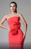 MNM Couture V07548 : Strapless Sweetheart Crepe Rayon Gown with Waist Roses