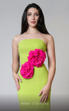 MNM Couture V07548 : Strapless Sweetheart Crepe Rayon Gown with Waist Roses