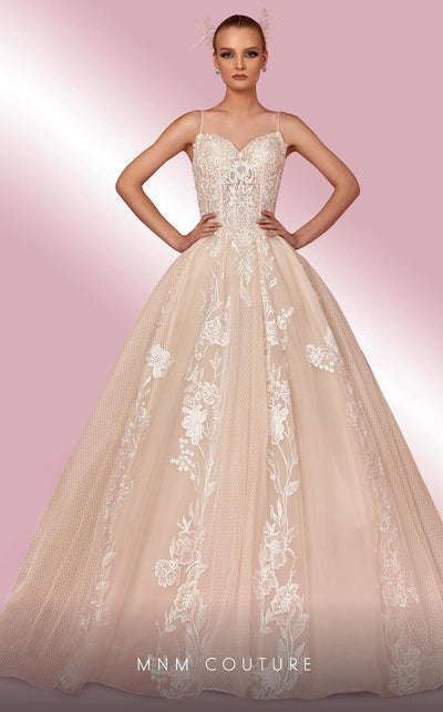 MNM Couture W2103 princess ball gown with tulle, lace appliques, and beaded accents. | Couture Shop LA