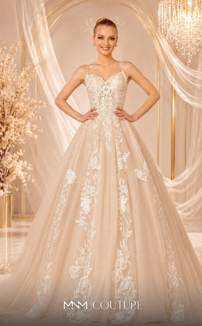 MNM Couture W2103 princess ball gown with tulle, lace appliques, and beaded accents. | Couture Shop LA