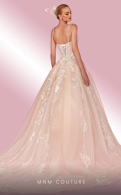 MNM Couture W2103 princess ball gown with tulle, lace appliques, and beaded accents. | Couture Shop LA