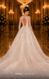 MNM Couture W2104 princess gown with lace applique-trimmed tulle layers and sheer sleeves. | Couture Shop LA