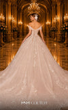 MNM Couture W2112 off-shoulder princess dress with corset bodice and intricate lace detailing. | Couture Shop LA