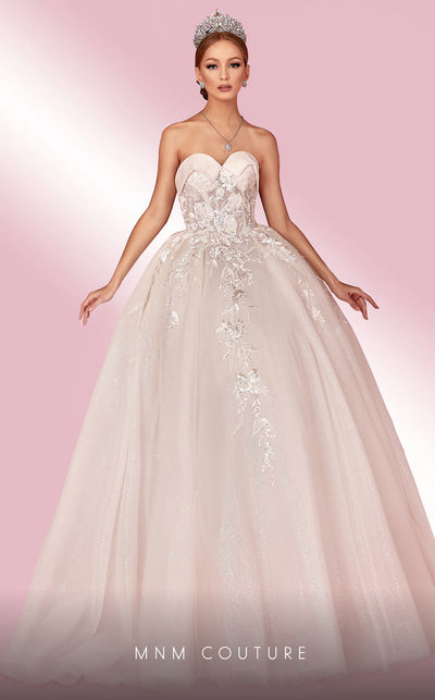 MNM Couture W2115 sweetheart corset princess gown with tulle and lace details. | Couture Shop LA