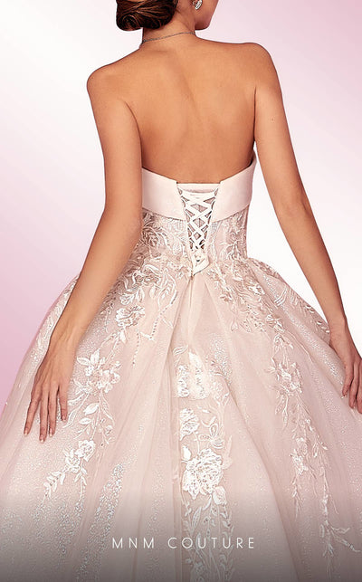 MNM Couture W2115 sweetheart corset princess gown with tulle and lace details. | Couture Shop LA