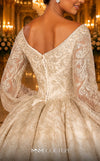 MNM Couture W2120 off-shoulder princess gown with lace and beaded puff sleeves. | Couture Shop LA