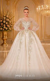 MNM Couture W2123 corset princess gown with embroidered tulle, beadwork, and long airy sleeves. | Couture Shop LA