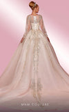 MNM Couture W2123 corset princess gown with embroidered tulle, beadwork, and long airy sleeves. | Couture Shop LA