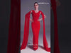 MNM Couture N0534 : Ruched Sheath Gown with Long Shoulder Drape