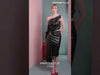 MNM Couture GOF2533: One-Shoulder Black Leather Midi Dress