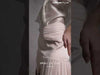 MNM Couture GOS2522 Metallic Crepe Georgette Draped and Pleated Skirt with Puffy Sleeves Sheer Organza Blouse