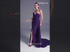 MNM Couture N0532 : Sheath Gown with Plunged Neckline and Overskirt Train