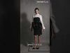 MNM Couture GOS2526 Elegant Black Piqué Skirt with Sculptural Organza Manipulation and Exaggerated Sleeves Off-White Taffeta Blouse