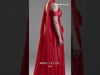 MNM Couture E0119: Organza A-Line Gown with Peplum Waist and Scarf