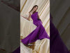 MNM Couture N0700: Crepe Column Gown with Leather Floral Appliqués and Trumpet Train