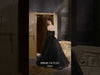 MNM Couture Style N0656 - Dramatic Black Lace Column Gown with Organza Train