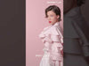 MNM Couture GOF2529: White Taffeta Wide-Leg Pants and Pink Ruffled Sleeves Blouse Ensemble