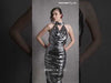 MNM Couture GOS2509 Glamorous Silver Metallic Halter Neck Dress