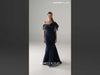 MNM Couture Style G2144: Midnight Organza Navy Crepe Gown