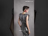 MNM Couture GOS2534 Chic Angular Shoulders Deep-V Metallic Cocktail Dress