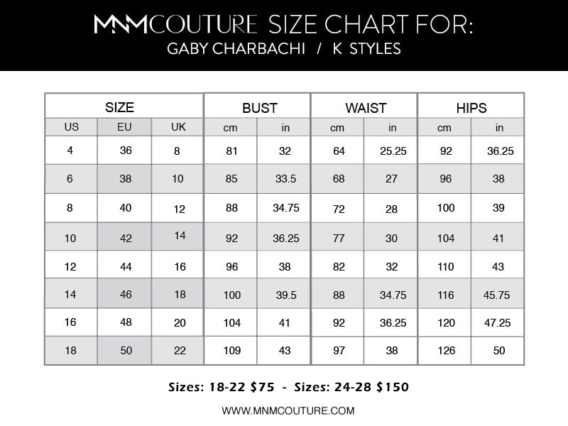 Gaby Size Chart