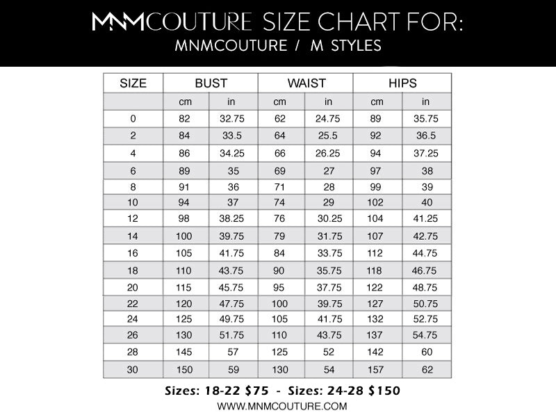 MNM Size Chart